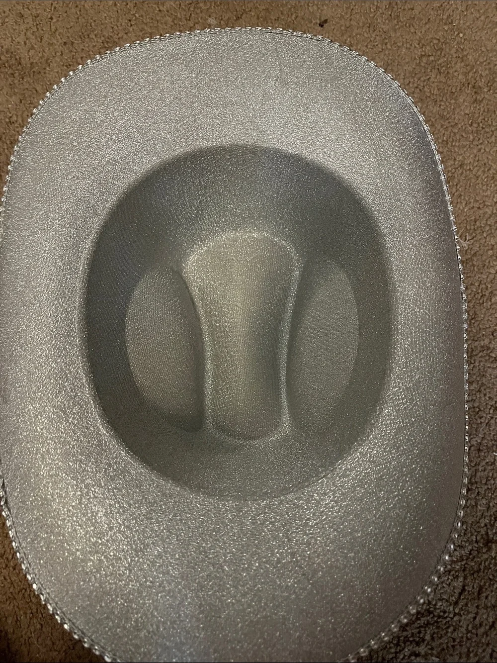 Silver Glitter Cowboy Hat with Rhinestone Trim - Picture 2 of 3
